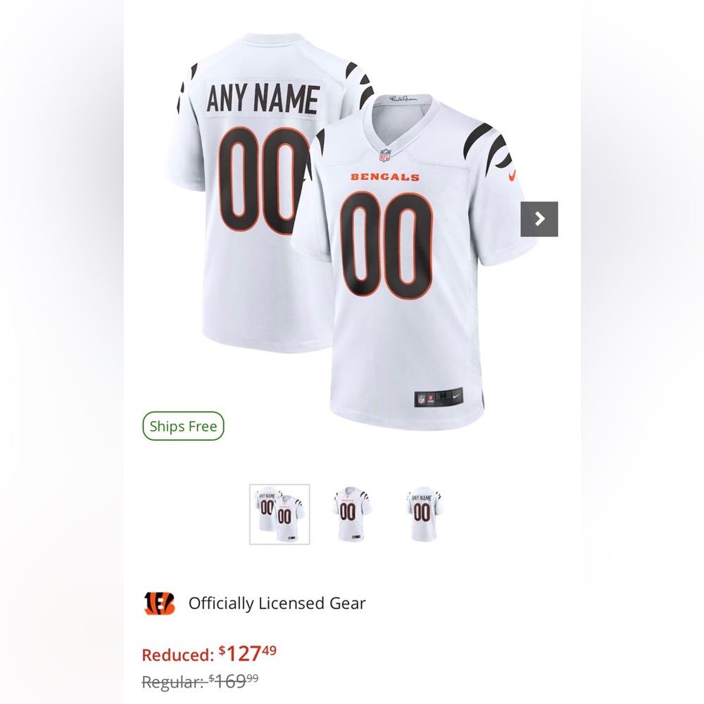 NEW Nike NFL jersey Cincinnati bengals white